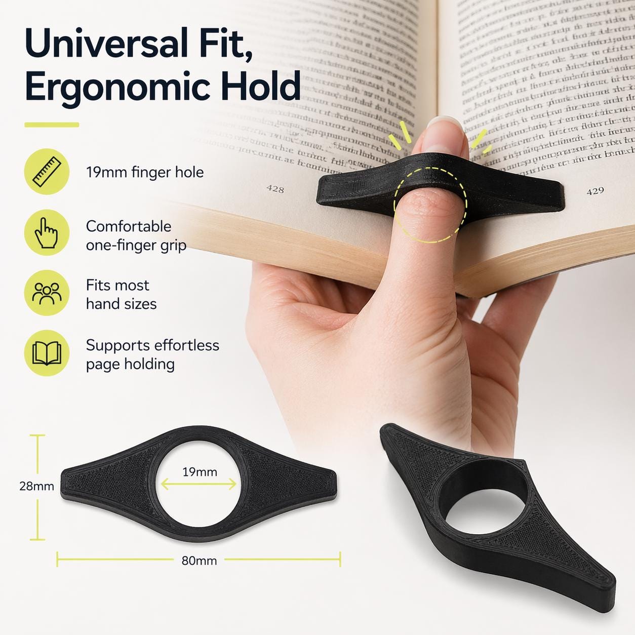 Book Page Holder | One-Handed Reading Tool, 3D Printed PLA, 24 Colours, Made in Yorkshire