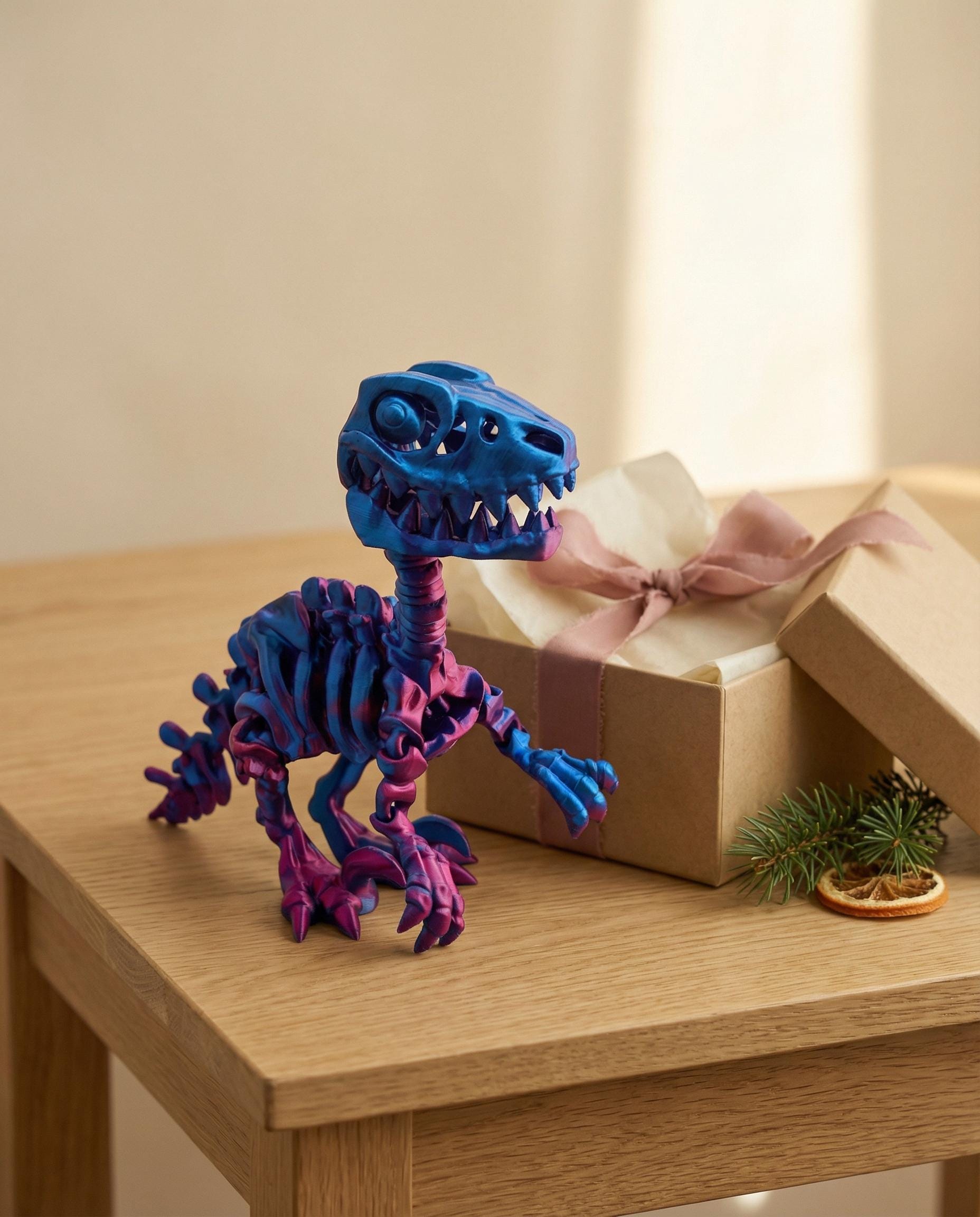 3D Printed Dinosaur Skeleton | Articulated T-Rex Desk Toy, Flexible Fidget, Collectible Decor