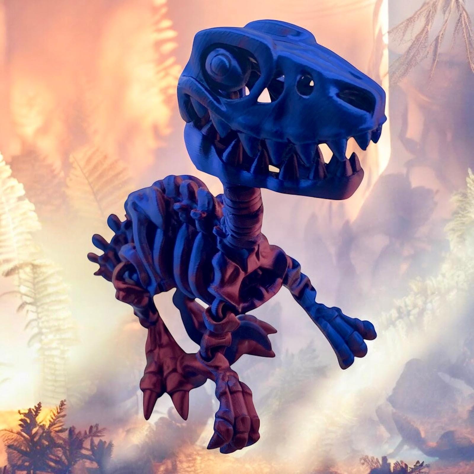 3D Printed Dinosaur Skeleton | Articulated T-Rex Desk Toy, Flexible Fidget, Collectible Decor