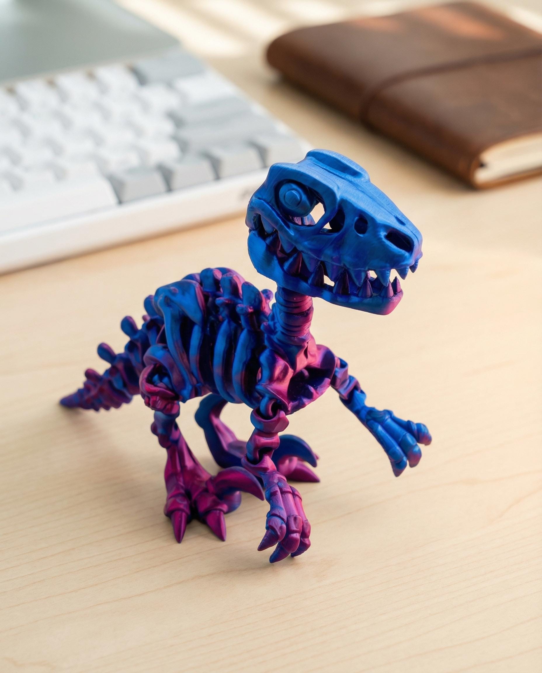 3D Printed Dinosaur Skeleton | Articulated T-Rex Desk Toy, Flexible Fidget, Collectible Decor