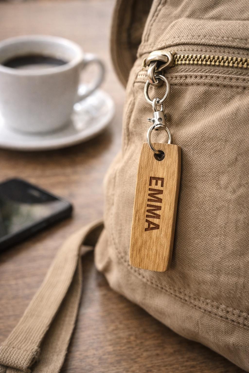 Personalized Engraved Wooden Keychain | Oak, Walnut, Birch