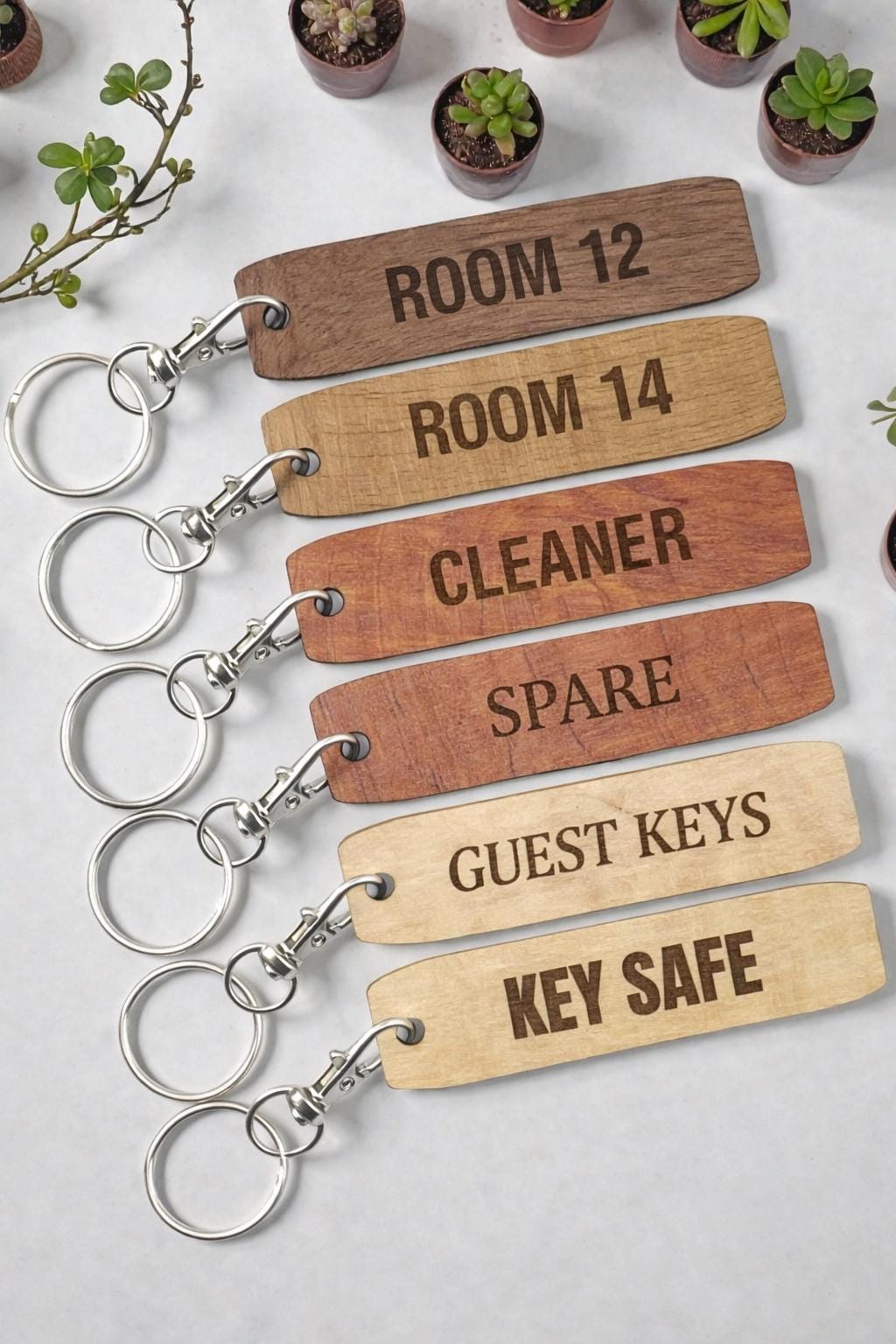Personalized Engraved Wooden Keychain | Oak, Walnut, Birch