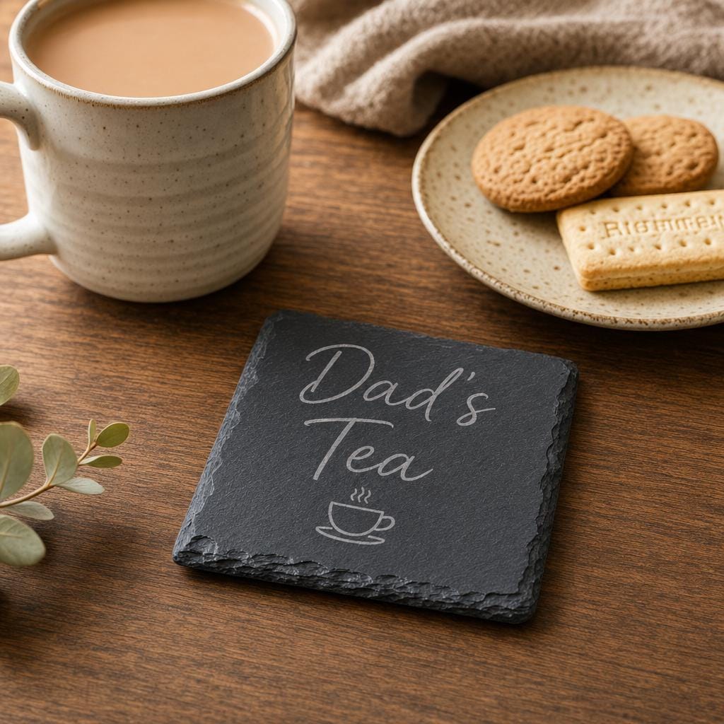 Personalised Mum or Dad Slate Coaster, Tea Coffee Gift, Round or Square