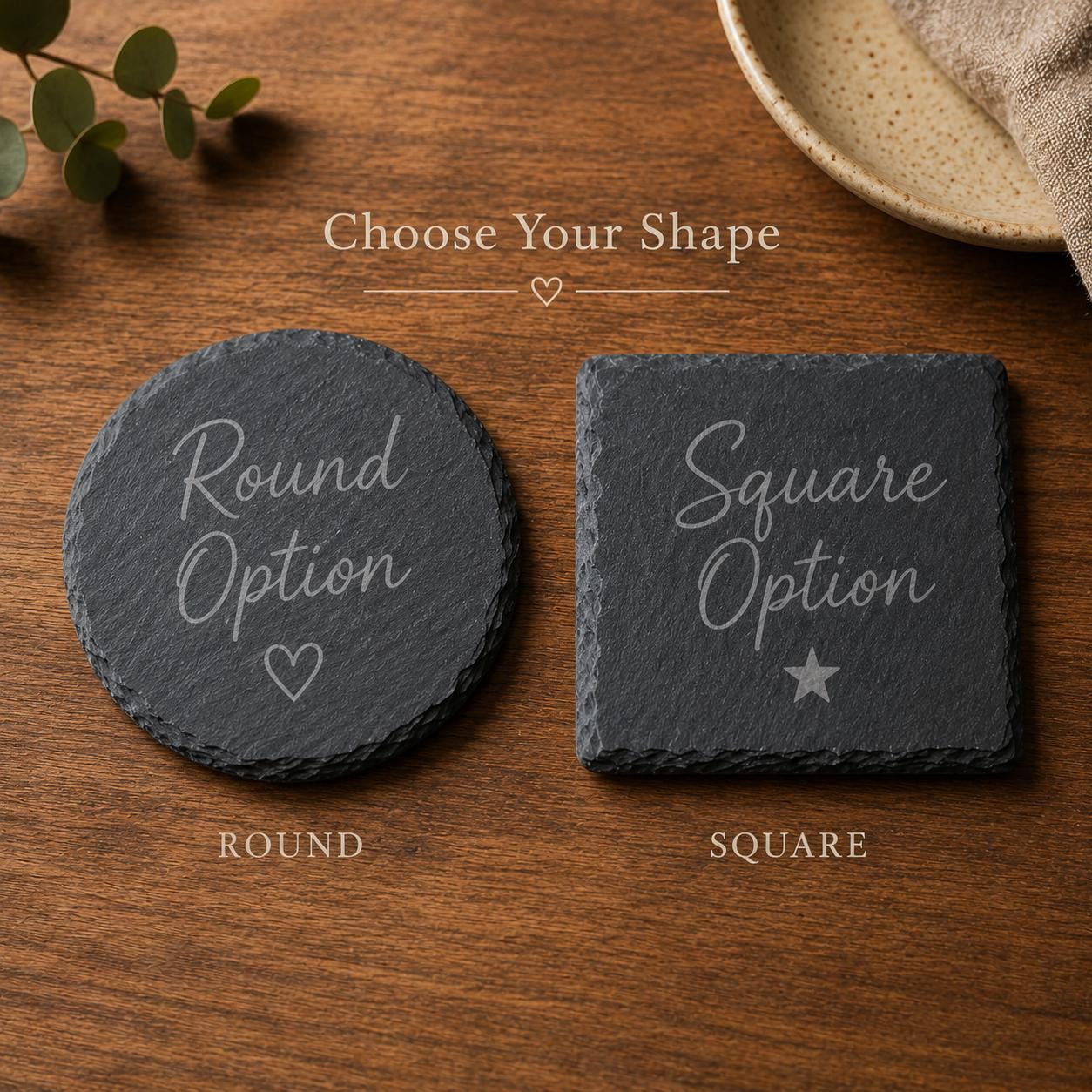 Personalised Mum or Dad Slate Coaster, Tea Coffee Gift, Round or Square