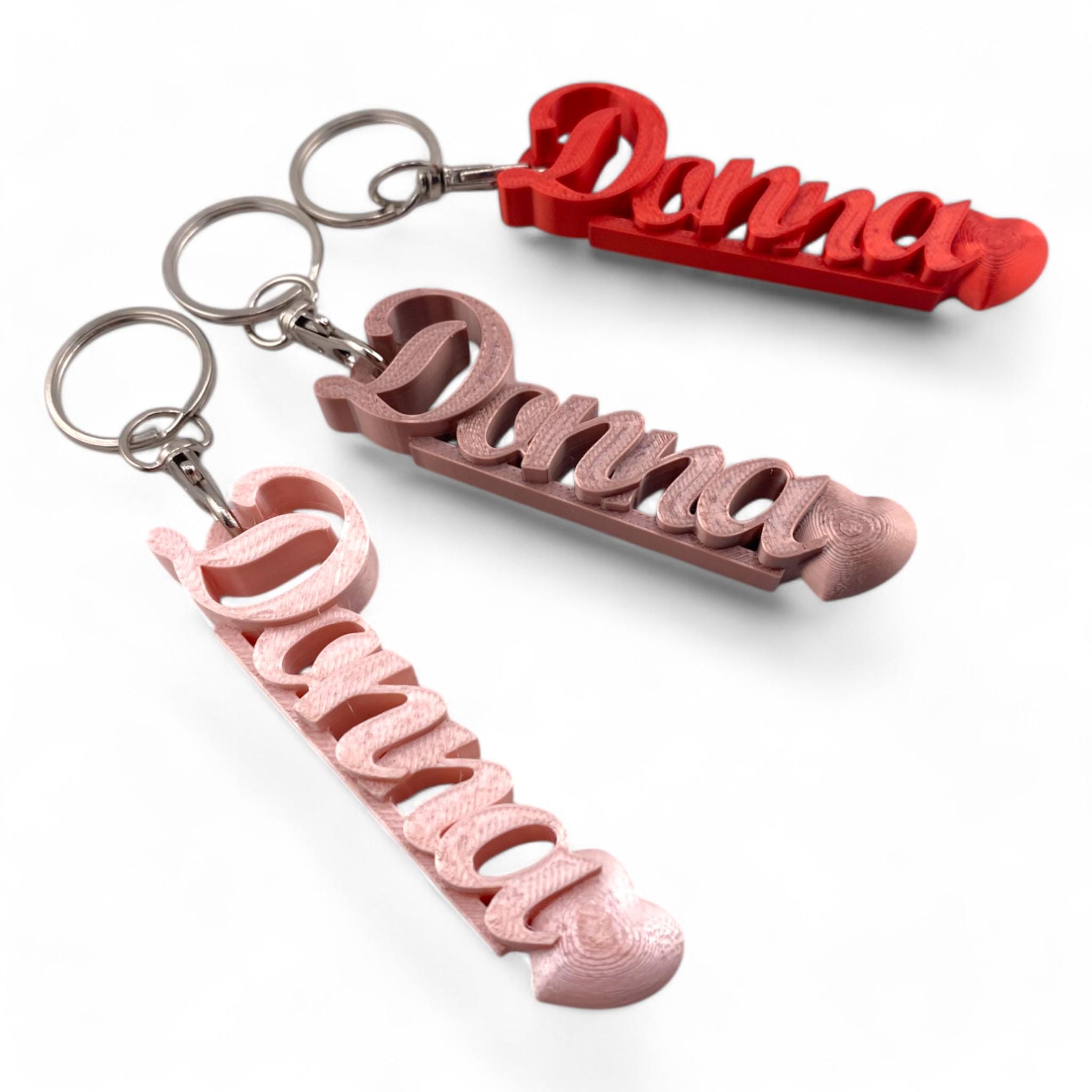 Personalized Name Keychain: 3D Printed Heart Design, Valentine's Gift