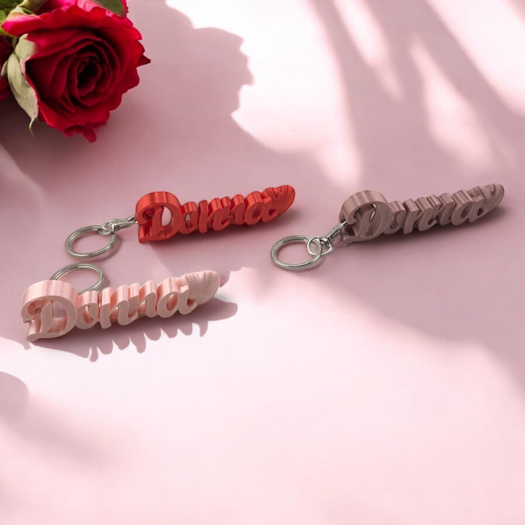 Personalized Name Keychain: 3D Printed Heart Design, Valentine's Gift