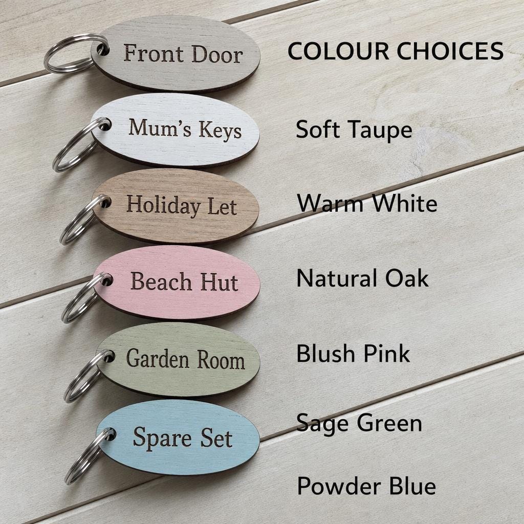 Personalised Oval Wooden Keyring, Engraved Mum Nan Family Gift