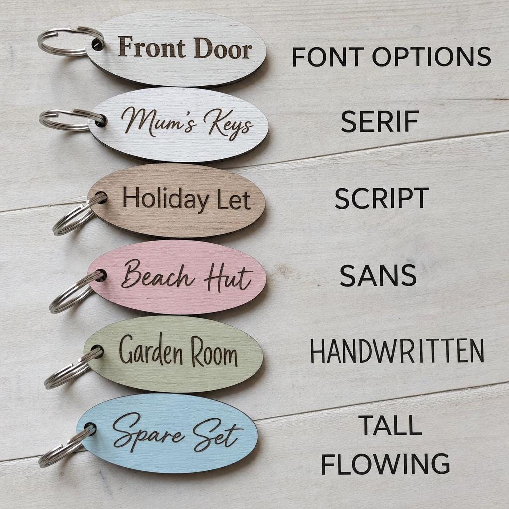 Personalised Oval Wooden Keyring, New Home Gift, Housewarming Couple Present