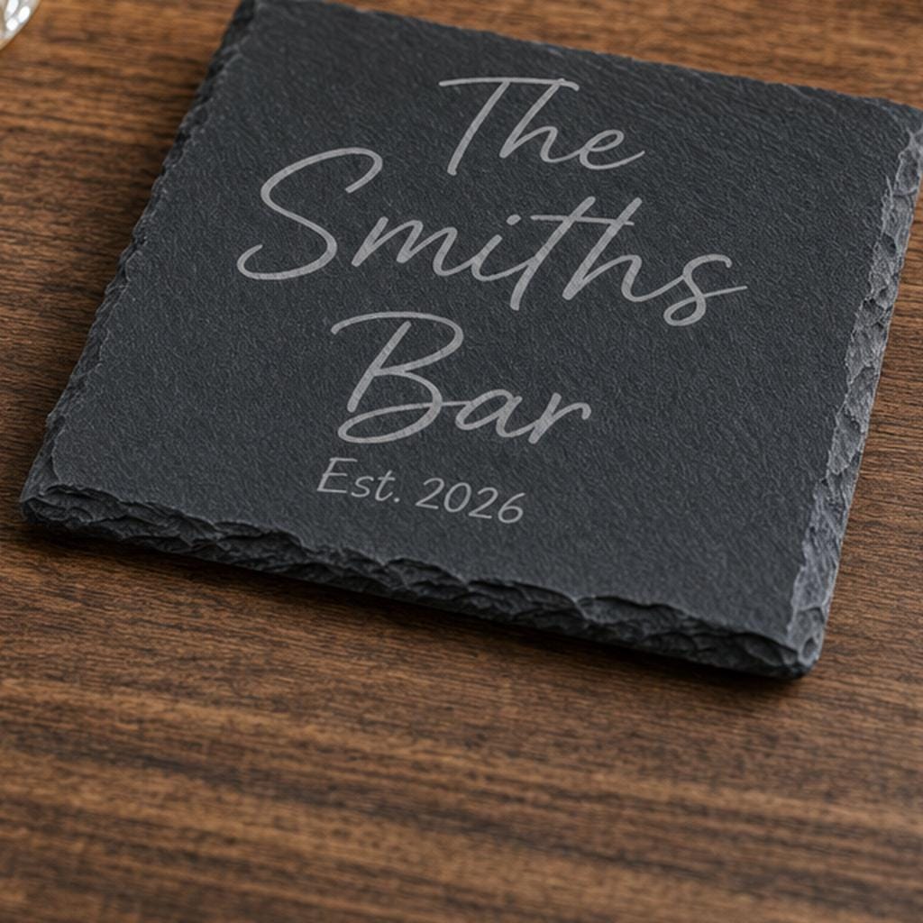 Personalised Slate Home Bar Coaster, Pub Shed or Man Cave Drink Mat