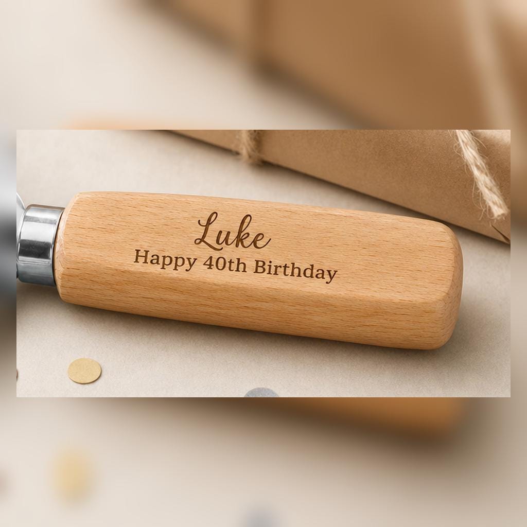 Personalised Wooden Bottle Opener Birthday Gift for Him, Custom Engraved Opener