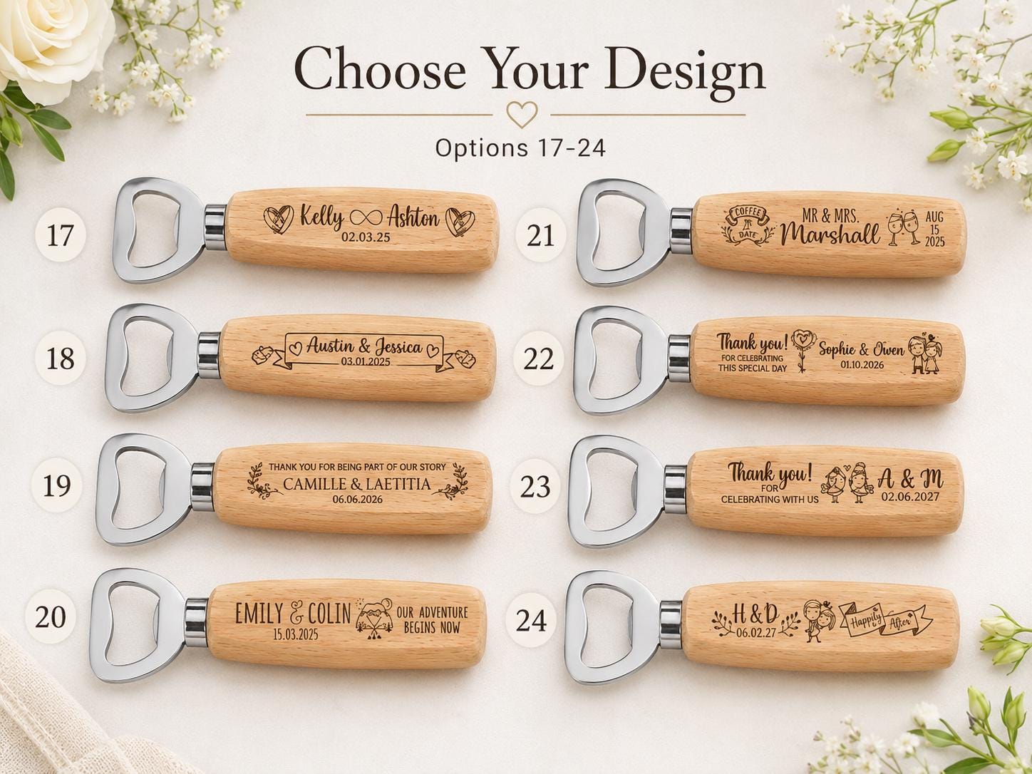 Personalised Wooden Bottle Opener, Custom Wedding Favour, Engraved Groomsmen Gift