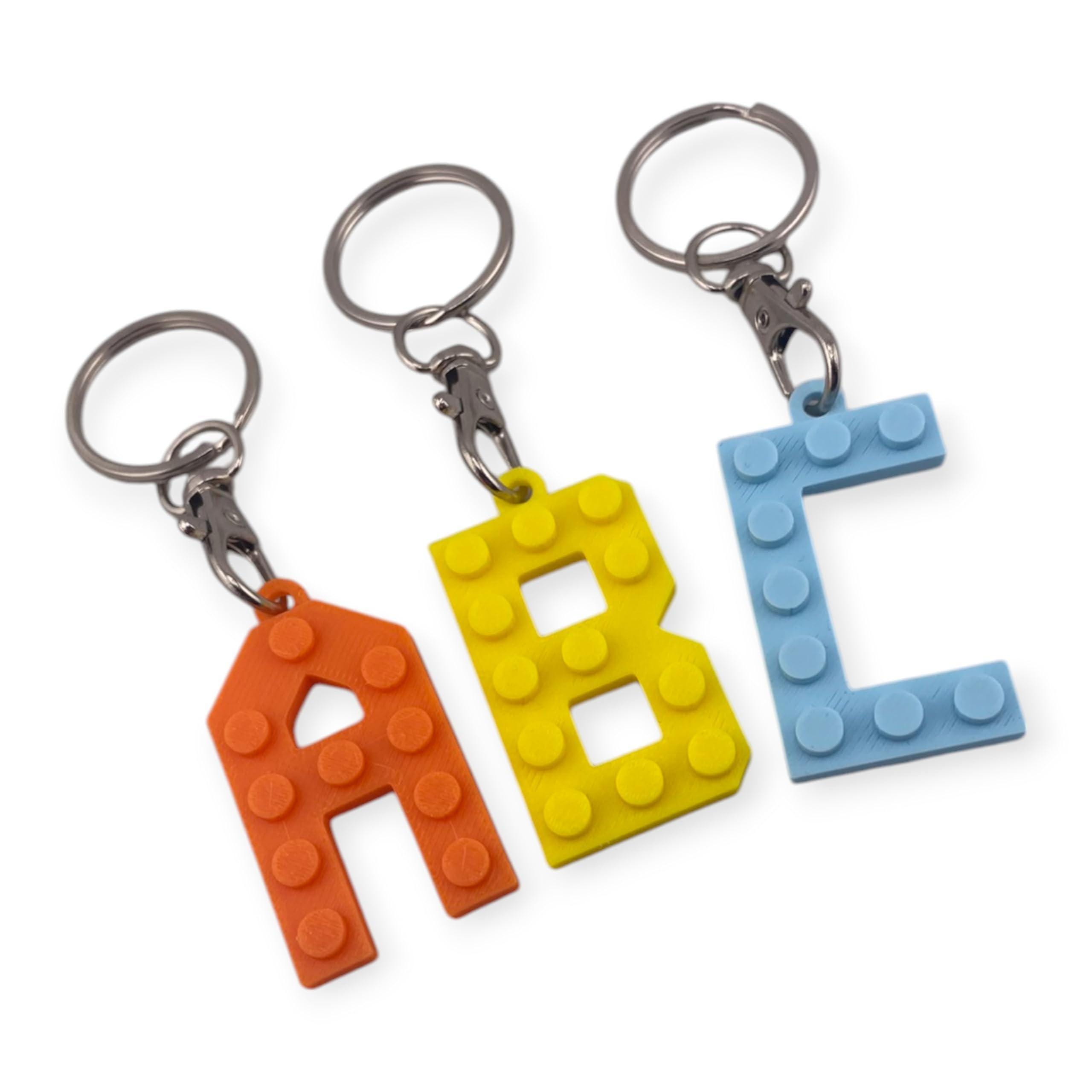 Personalized 3D Printed Building Block Letter Keyring: Eco-Friendly Gift