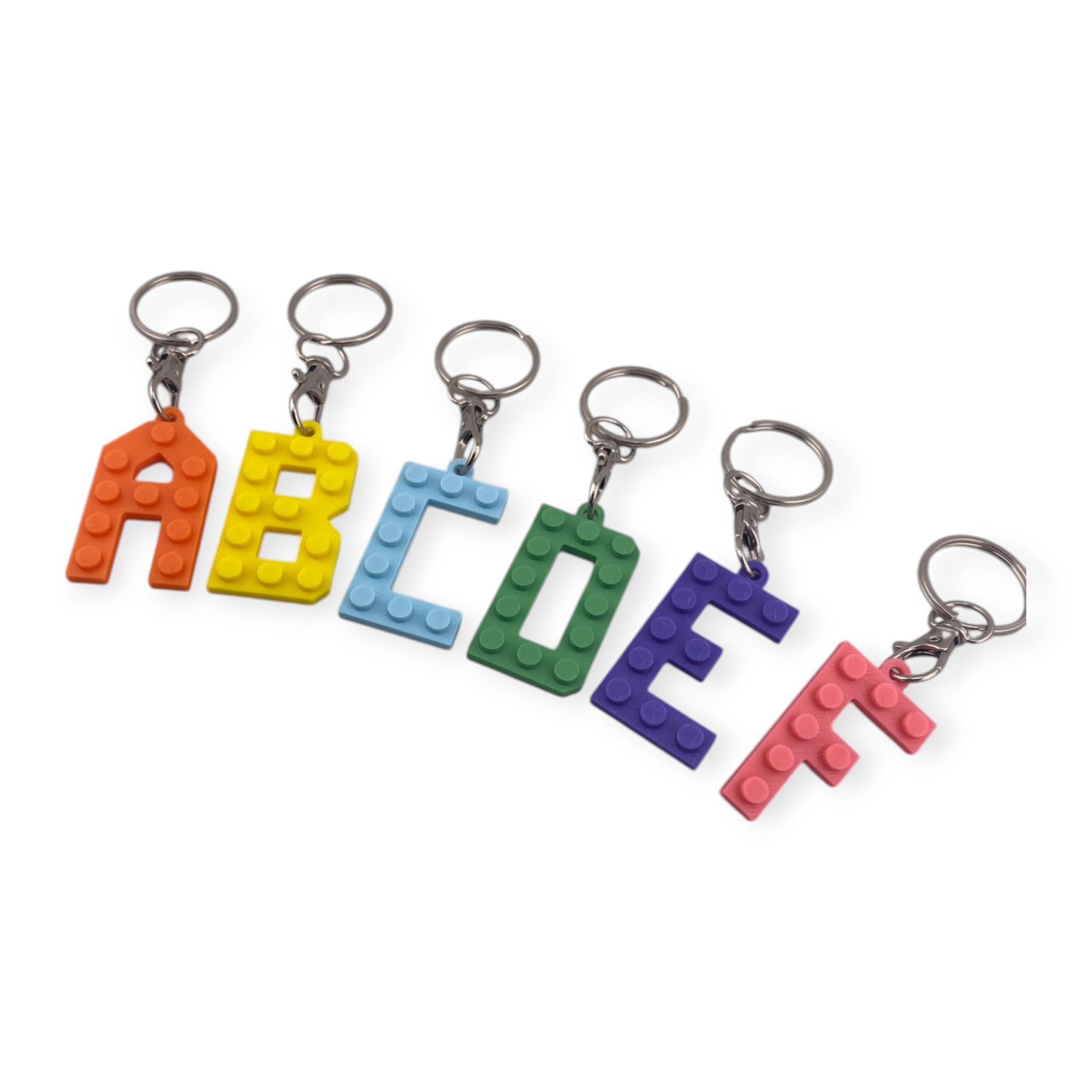 Personalized 3D Printed Building Block Letter Keyring: Eco-Friendly Gift