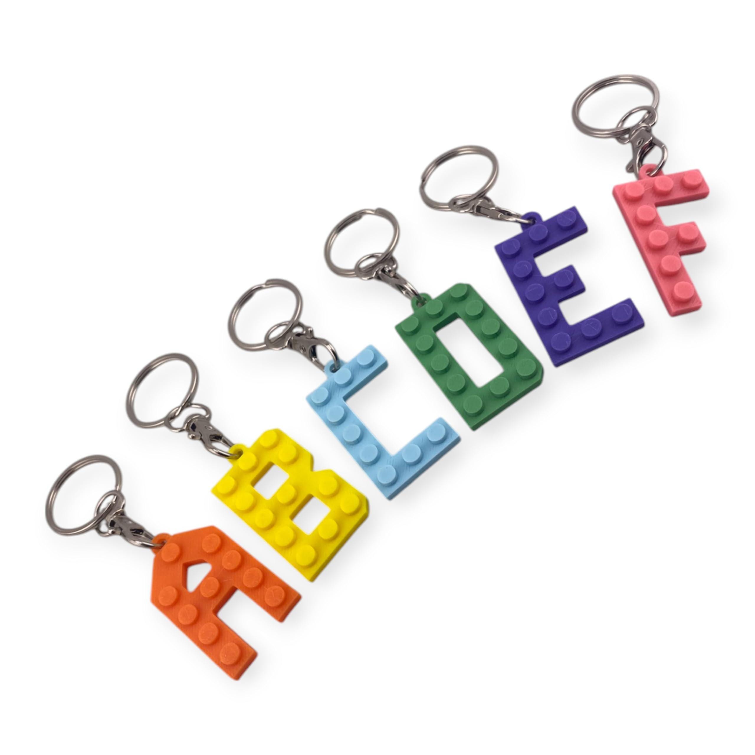 Personalized 3D Printed Building Block Letter Keyring: Eco-Friendly Gift