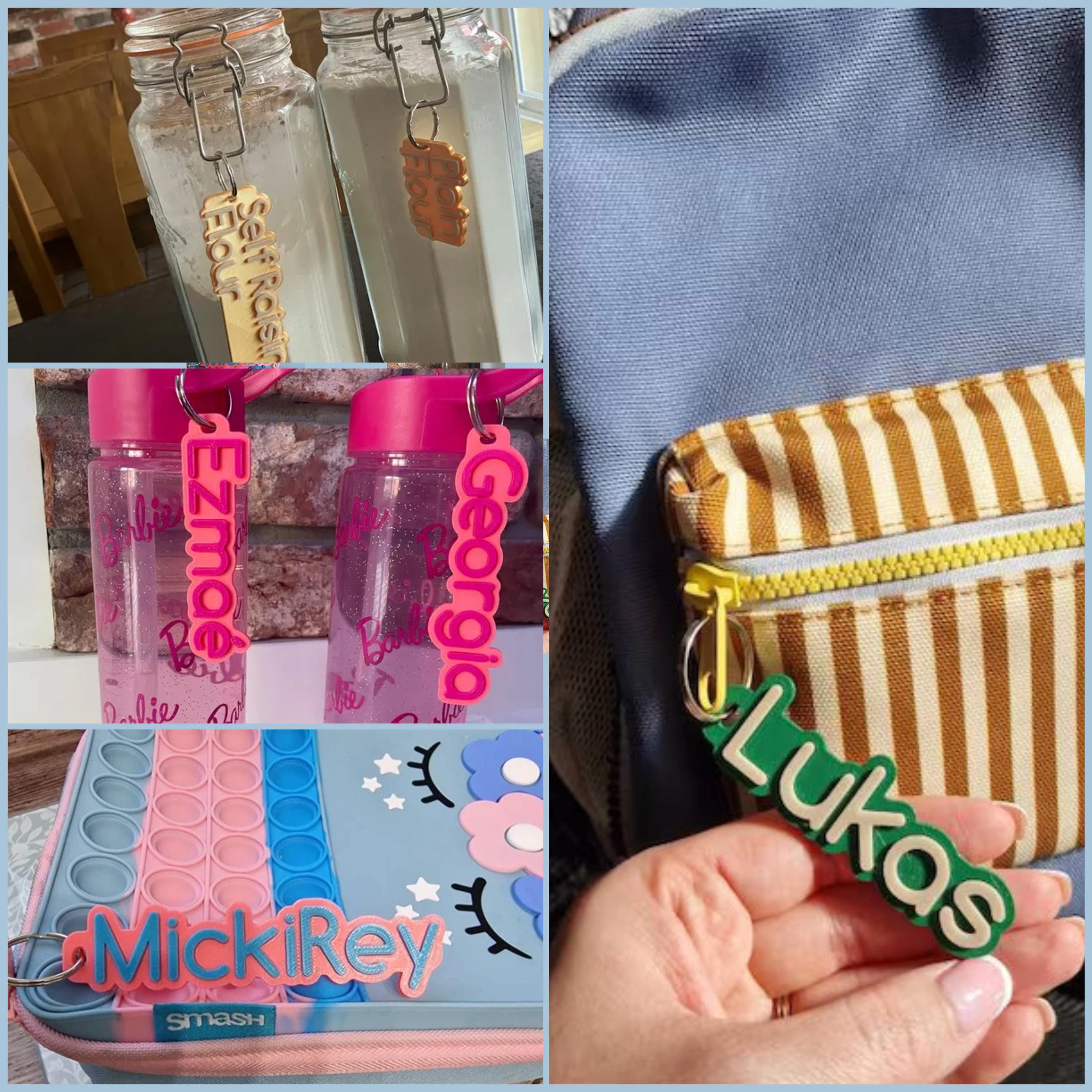 Personalized 3D Printed Name Keychain: School Bag Tag