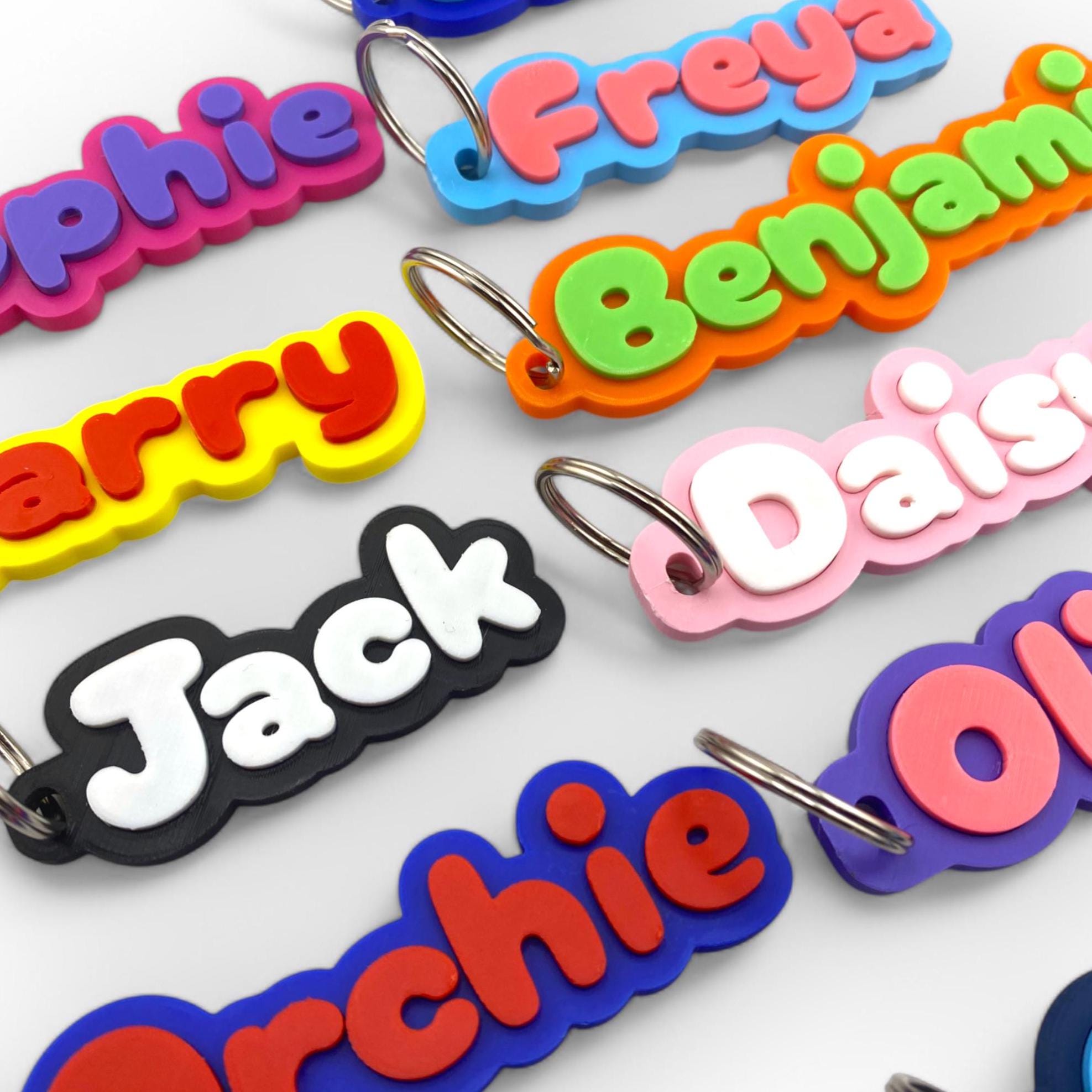 Personalized Name Keychain: 3D Printed PLA Plastic, Custom Bag Tag