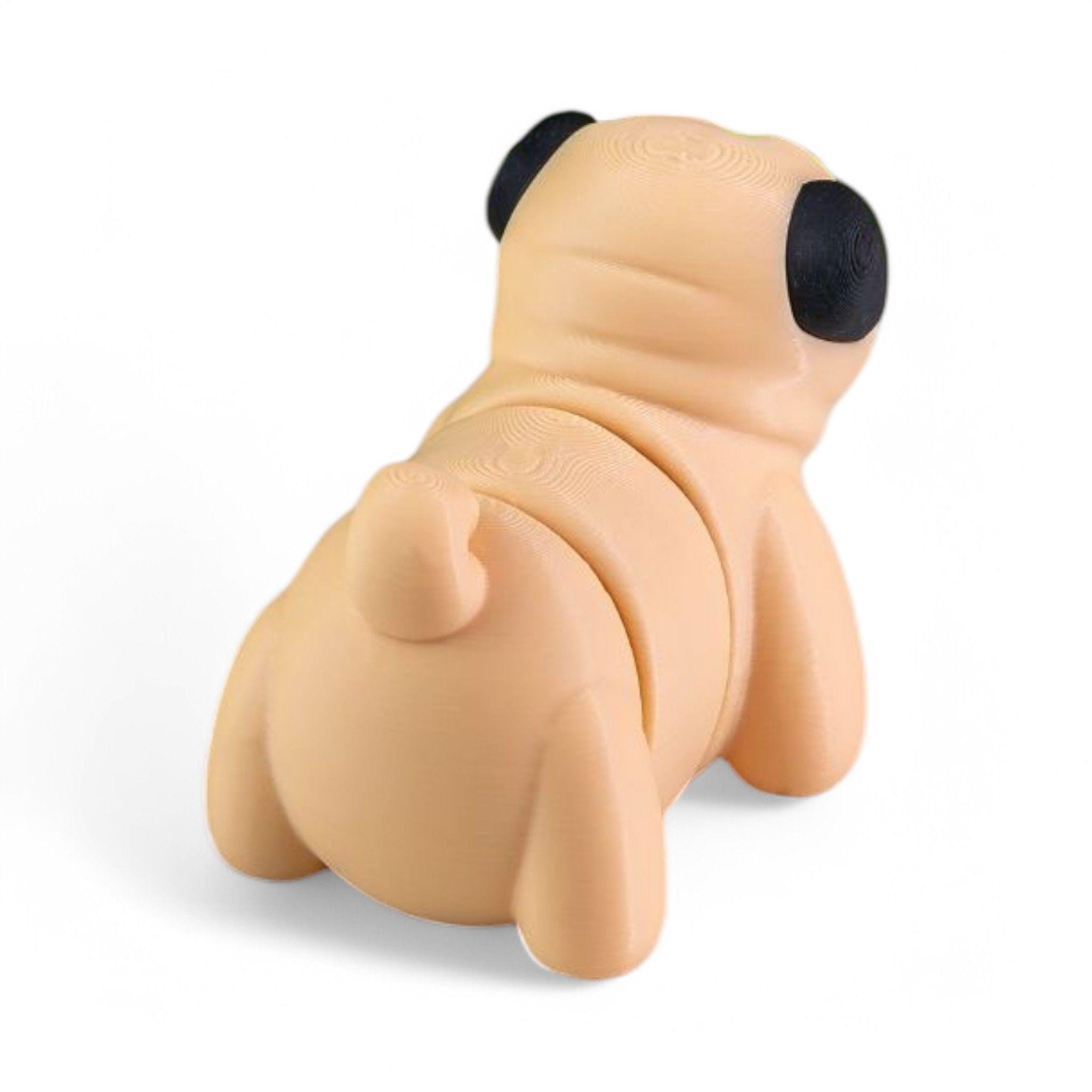 3D Printed Articulated Pug Fidget Toy – Eco-Friendly Desk Decor