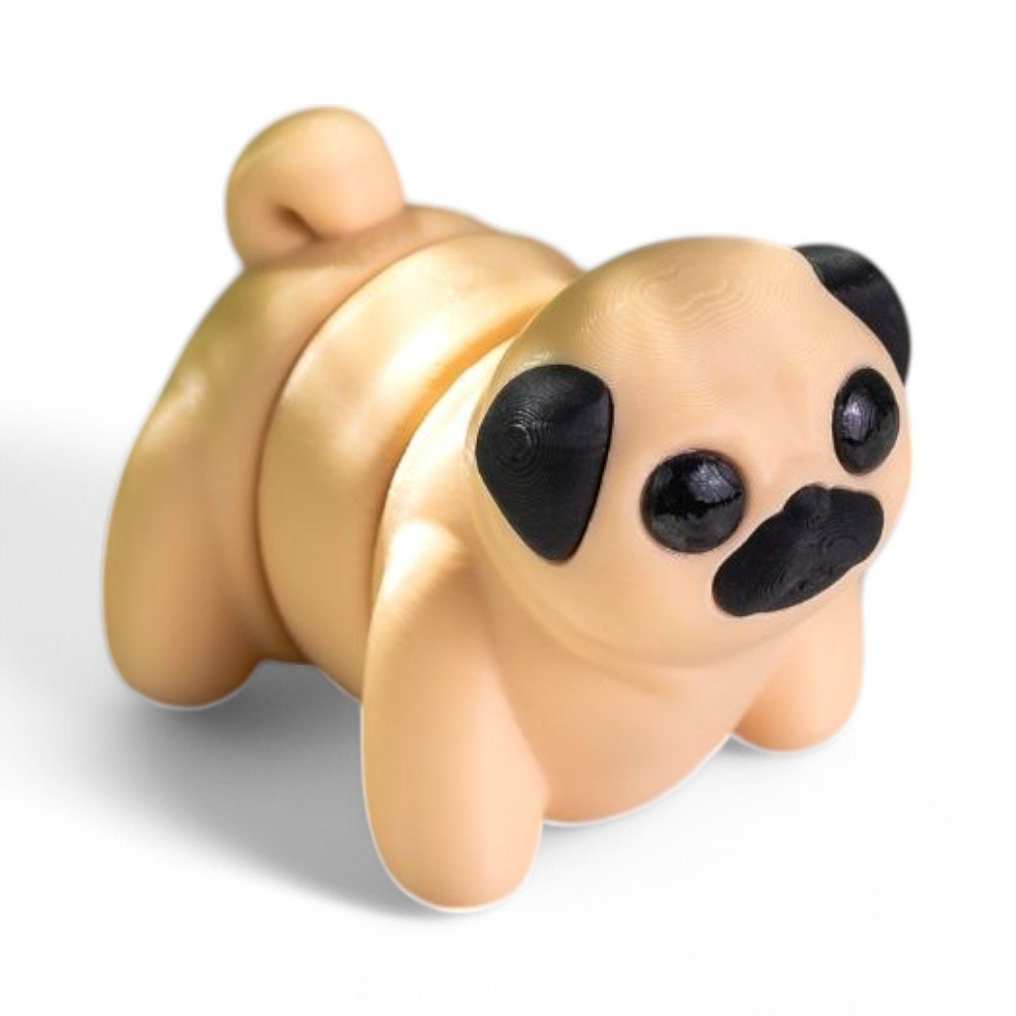 3D Printed Articulated Pug Fidget Toy – Eco-Friendly Desk Decor